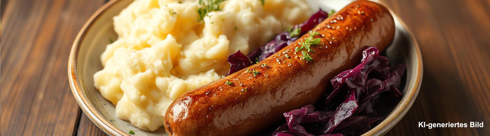 Bratwurst Rotkraut Kartoffelpüree